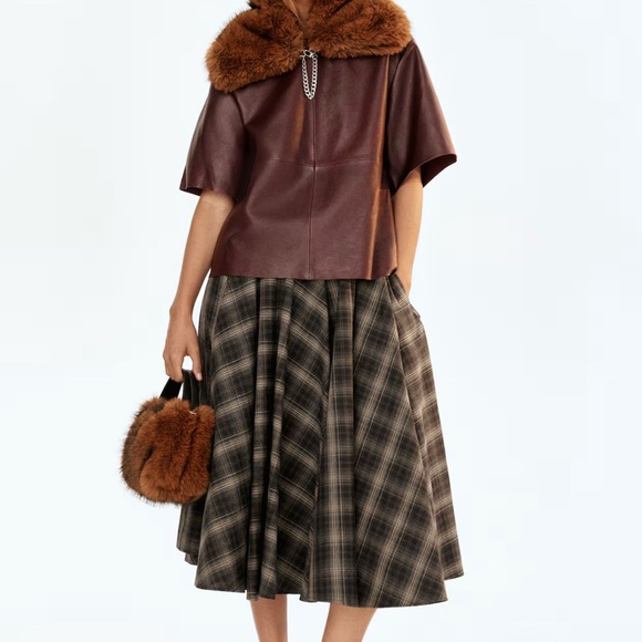 HM Fall Winter 2025 Plaid Cotton Circle Skirt BNWT - Picture 3 of 6
